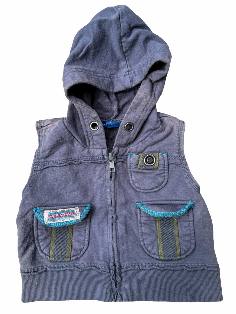 naartjie Navy Blue Hooded Sleeveless Sweatshirt Vest 3 6 mo baby retro shirt boy